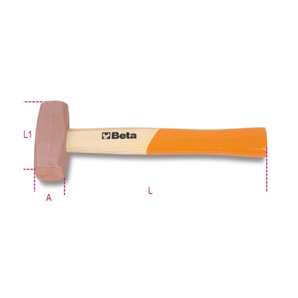Beta Tools Copper Head Hammer Wooden 32mm