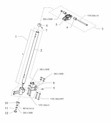 Freeline Steering Column Racing Mini 460mm Hi Tech