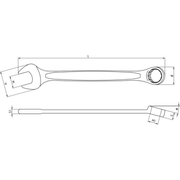 Beta Combination Wrenches, Open And Offset Ring Ends, Long Series, Bright Chrome-plated