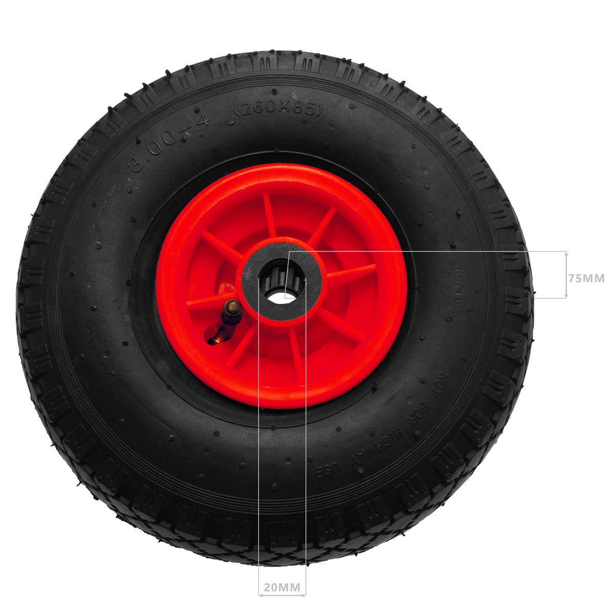 10" Wheel 3.00-4 (260 x 85) Pneumatic Sack Trolley Jockey Cart Wagon 20mm Bore