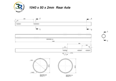 Rear Axle 50mm x 1040mm 2mm Black