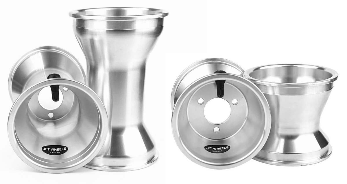 Jet Aluminum Racing Kart Wheels Set Silver 120/180mm (Wet Set)
