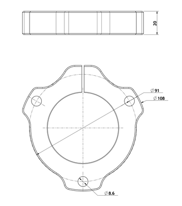 Aluminium Bearing Carrier 30mm 3 Bolt - Red