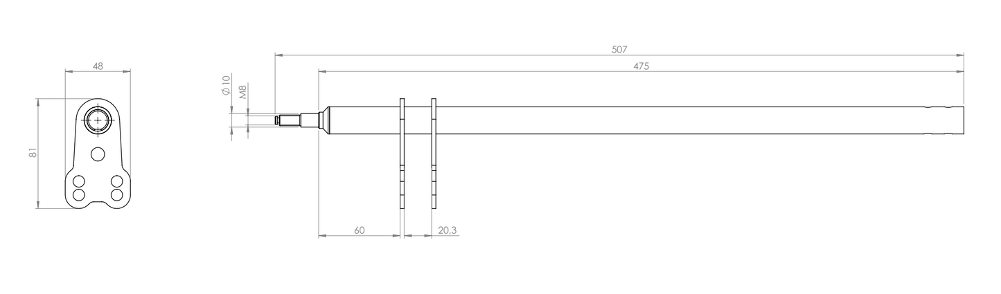 Steering Column M8 L.475mm (Compatible with OTK and others)