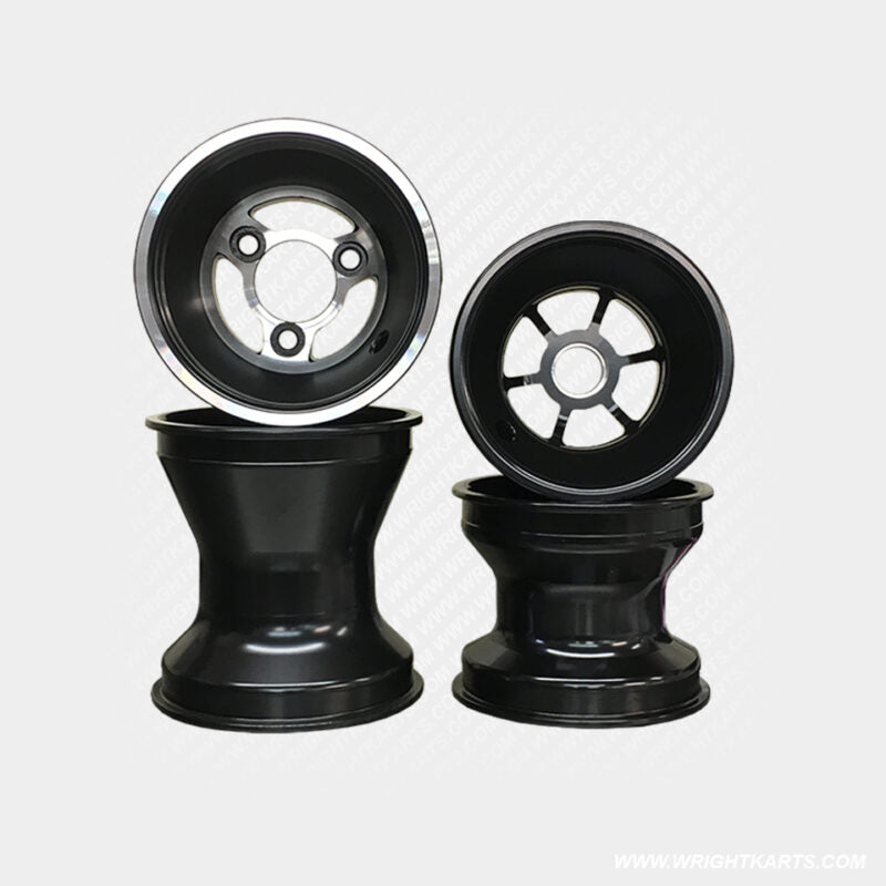 SWRD Wright Wheels 110/140mm 6 Spoke BLACK (17mm) Complete w/bearings