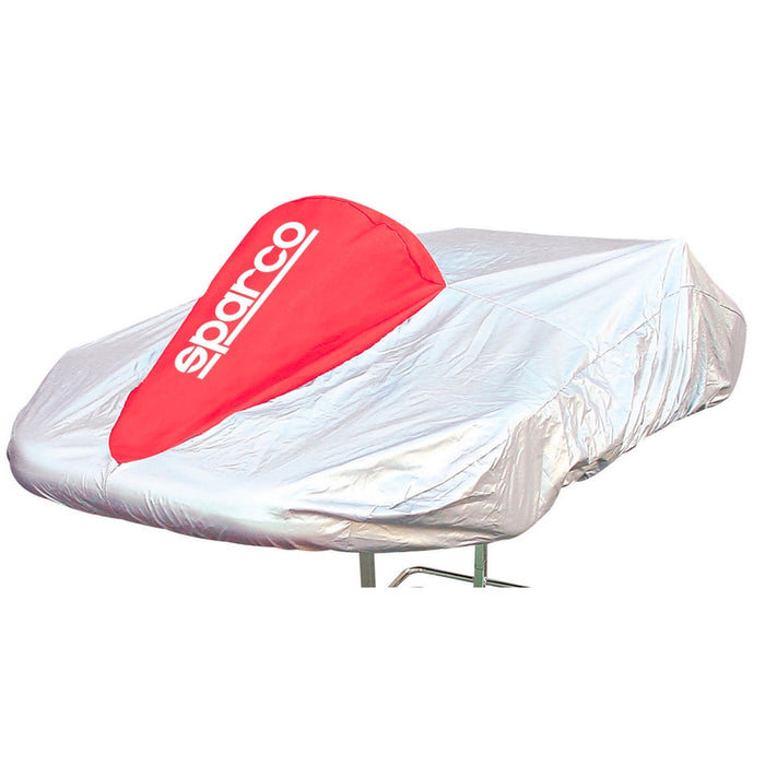 Sparco Kart Cover Silver Fabric Red Band