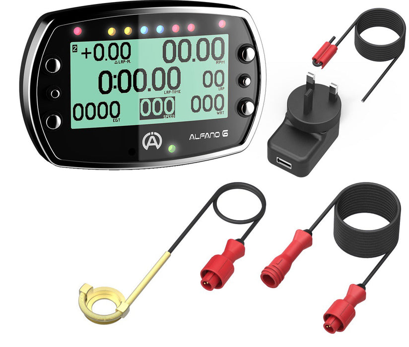 Alfano 6 2T GPS Lap Timer Kit Under Spark Temp, RPM Lead & Charger With Cable