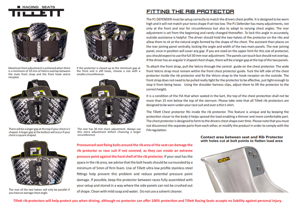 Go Kart Tillett P1 Defender CIK FIK 8870 2018 Karting Body Protector