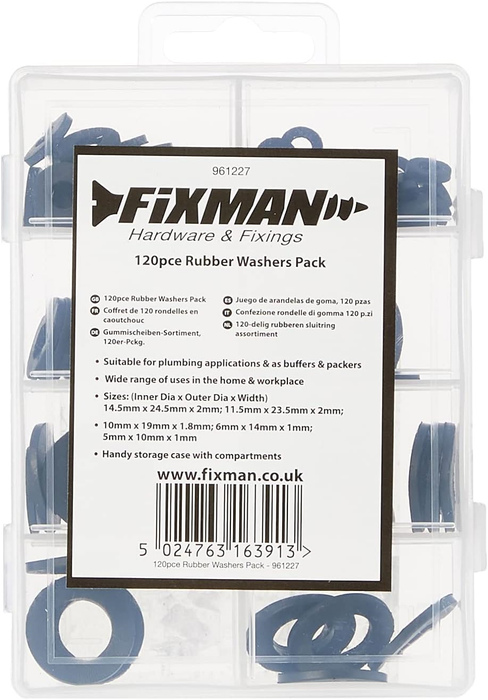 Fixman 120 Piece Assorted Rubber Washers Pack