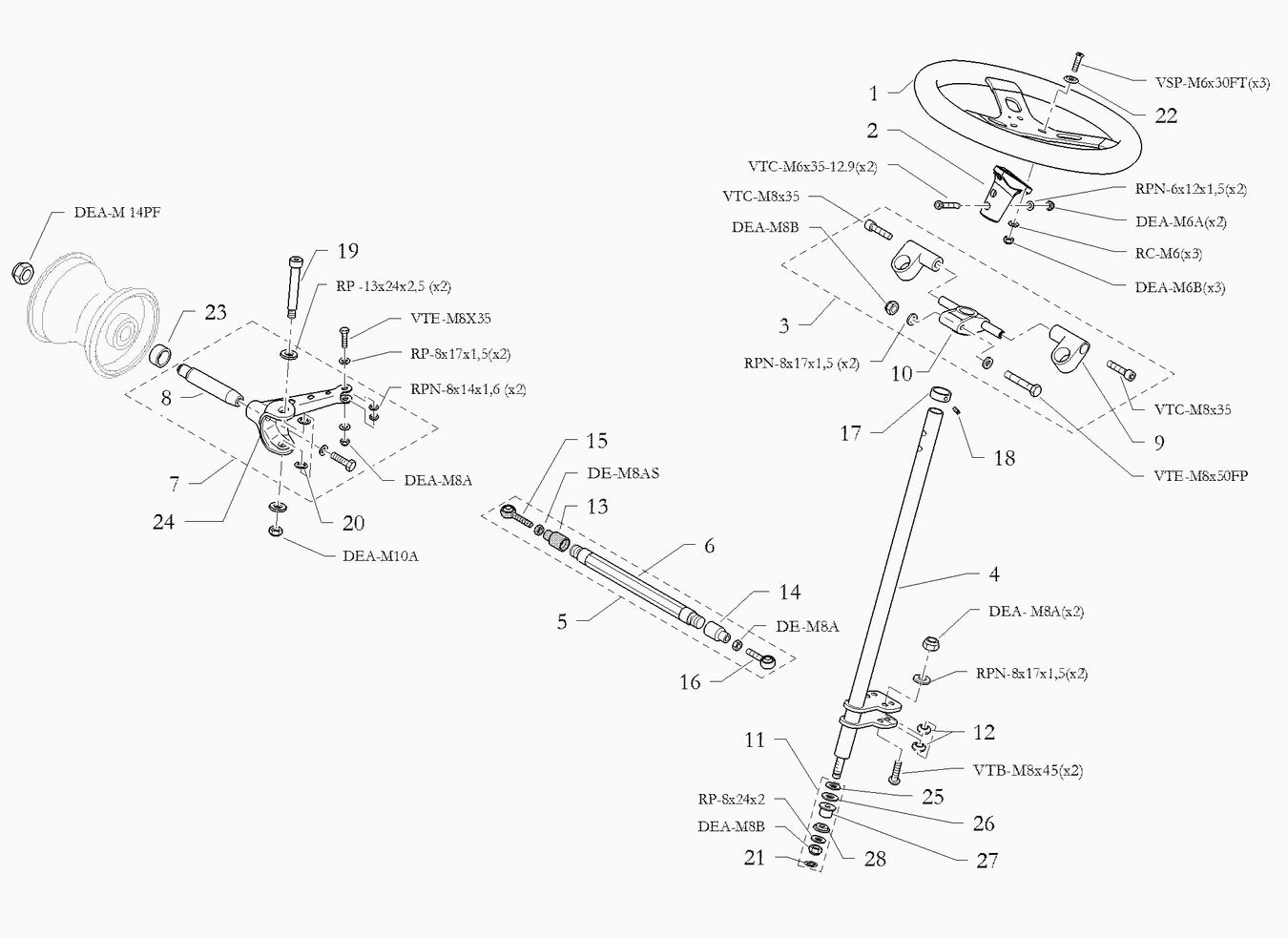 N35-XR ST Steering Assembly