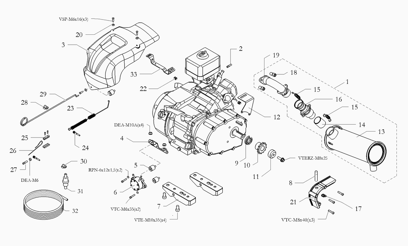 N35-XR ST Gx270 Engine (Chain) Assembly