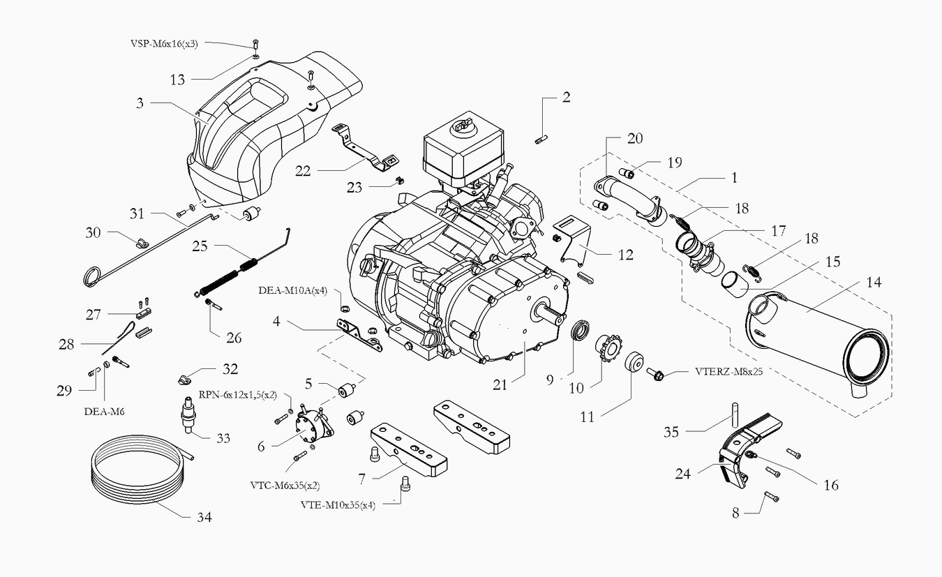 N35-XR ST Gx390 Engine (Chain) Assembly