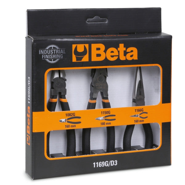 Beta 3-Piece Industrial Pliers Set (Combination, Needle Nose, Diagonal Cutters)
