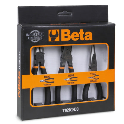 Beta 3-Piece Industrial Pliers Set (Combination, Needle Nose, Diagonal Cutters)