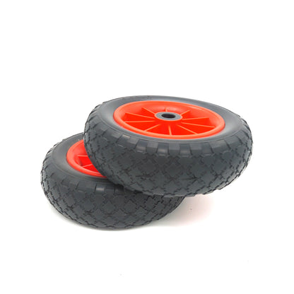 Pair of 10" x 3" Foam Trolley Wheels 3.00-4 - 20mm Bore