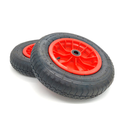 Pair of 14" Pneumatic Wheels Red 3.50-8