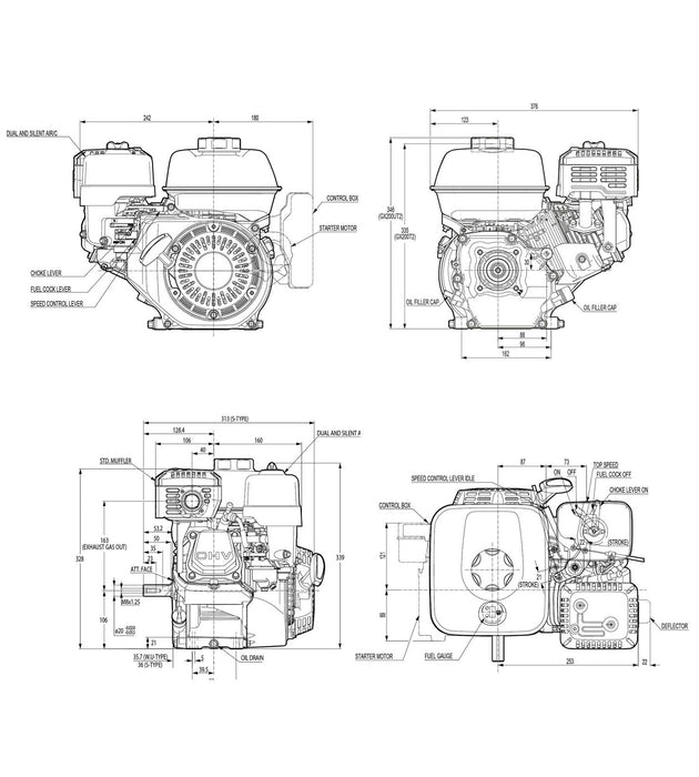 Honda GX200 Engine 19mm/20mm