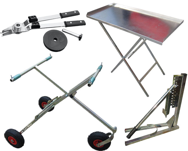 3 Wheel Trolley, Folding Table, Bead Breaker & Tyre Tongs Bundle