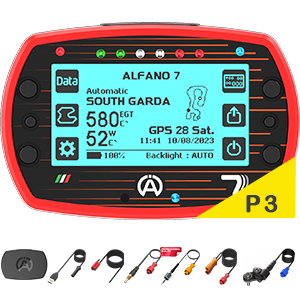 ALFANO7 A1080 2T, Protective Cover, USB Charging Cable, RPM Cable, NTC Water Sensor, K Exhaust Sensor, K/NTC Extension Cable, Speed Sensor