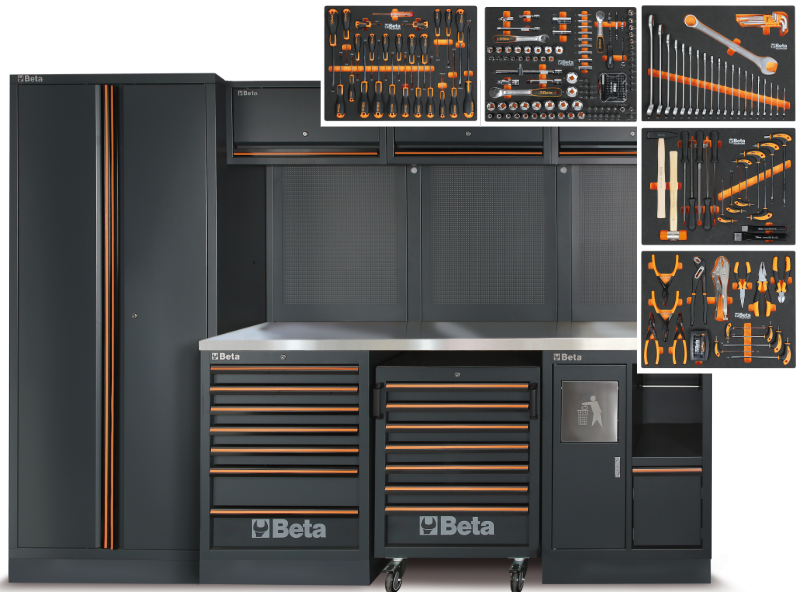 Beta C45PRO-X Stainless Steel Top Workshop Equipment Station & 268 Piece Tool Kit