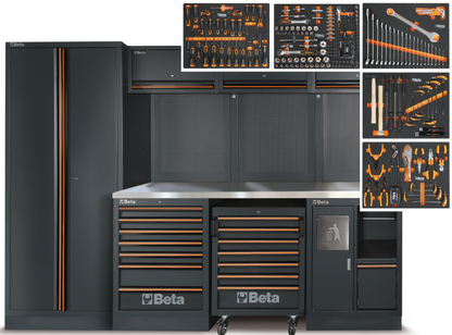 Beta C45PRO-X Stainless Steel Top Workshop Equipment Station & 268 Piece Tool Kit