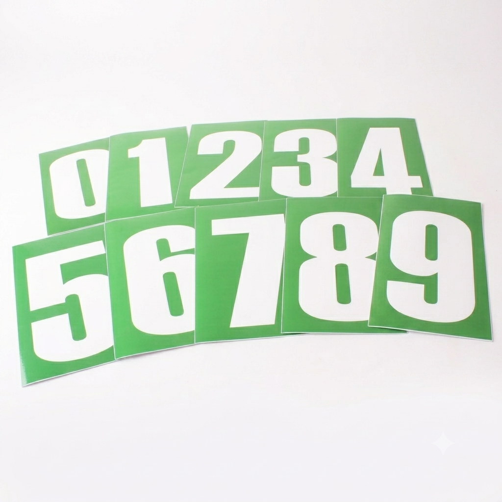 Senzo Single Number Small White On Green (160mm)