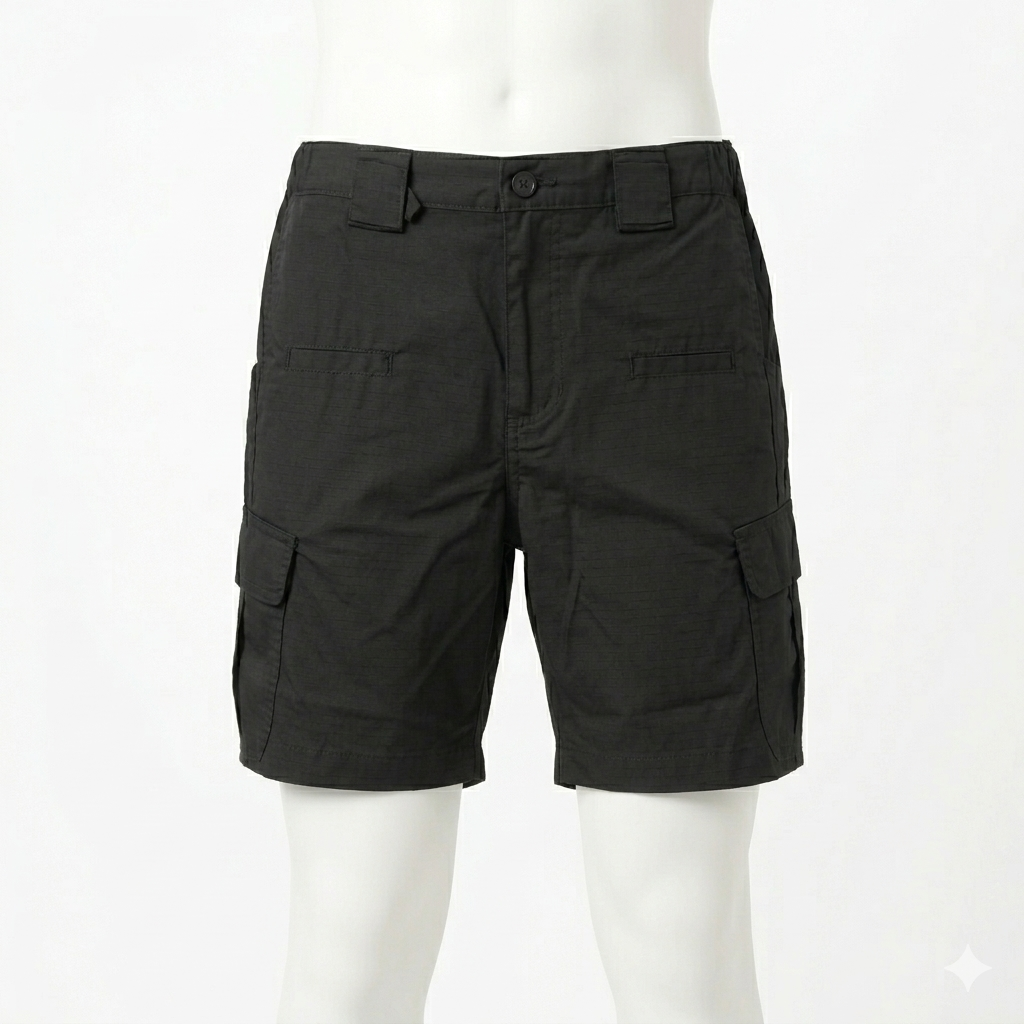 Fyshe Lightweight Mechanics Cargo Shorts Poly/Cotton Blend Black