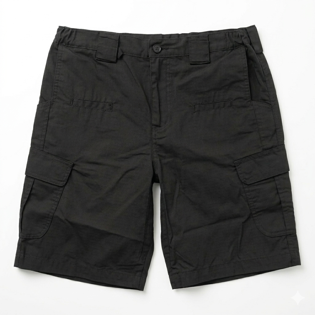 Fyshe Lightweight Mechanics Cargo Shorts Poly/Cotton Blend Black