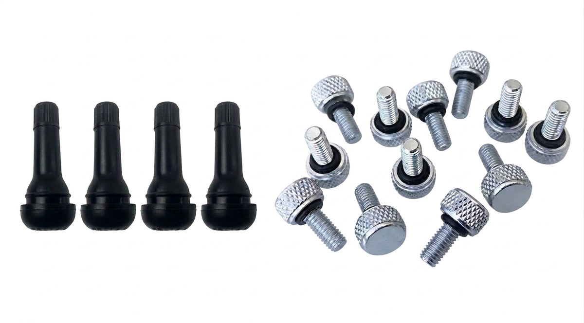 OTK Tyre Bead Screws with O-rings & Long Tyre Valves Wheel Pack