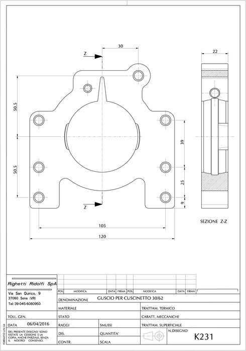 Aluminium 30mm Bearing Carrier - 4 Holes