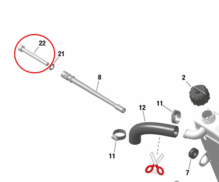 Rotax Max Silver Radiator Bolt M8 X 75mm