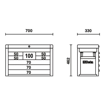 Beta Tools Portable Chest Drawer 8 - Grey - Rsc23C Cabinet
