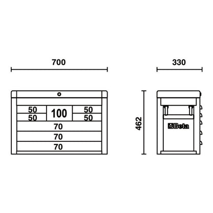 Beta Tools Portable Chest Drawer 8 - Grey - Rsc23C Cabinet