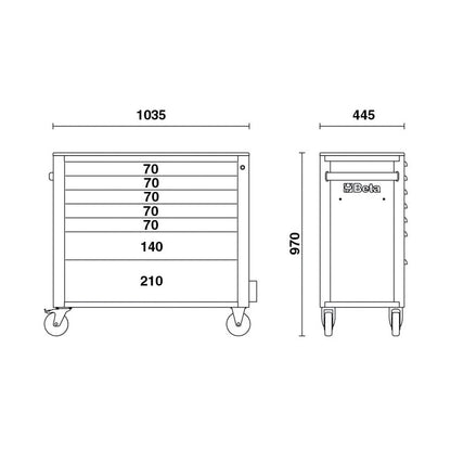 BETA TOOLS 7 DRAWER ROLLER CAB GREY RSC24AXL/7