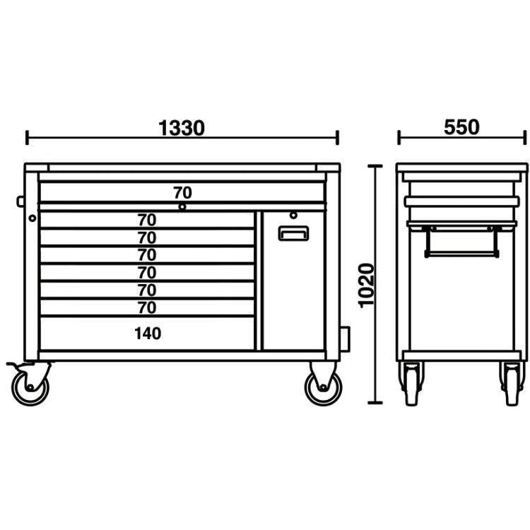 Beta Tools 8 Draw Rollercab - Grey