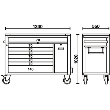 Beta Tools 8 Draw Rollercab - Grey