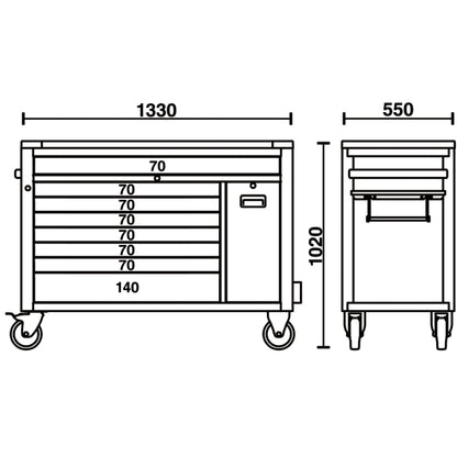 Beta Tools 8 Draw Rollercab - Grey