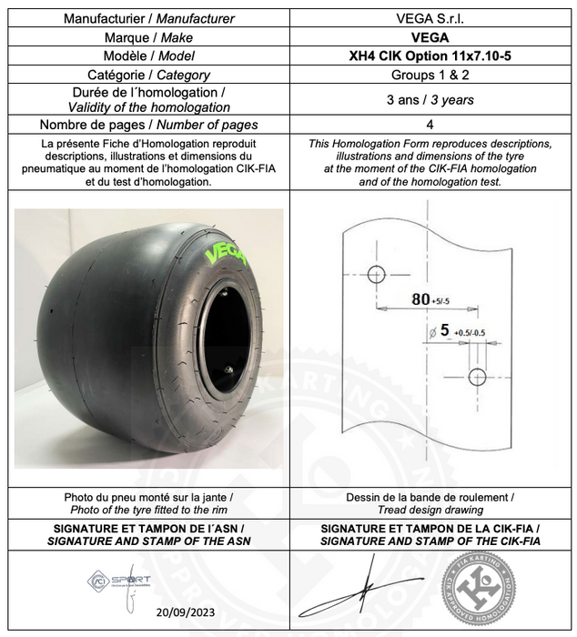 Vega XH4 Slick Tyre Set (GREEN)