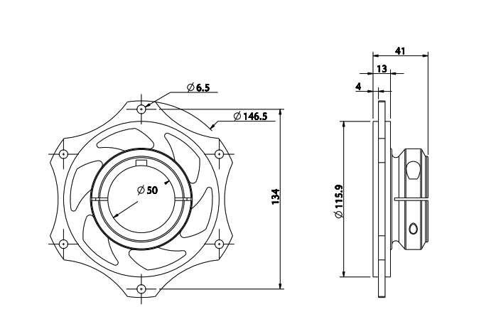 50mm Aluminium Sprocket Carrier - Magnesium Anodized