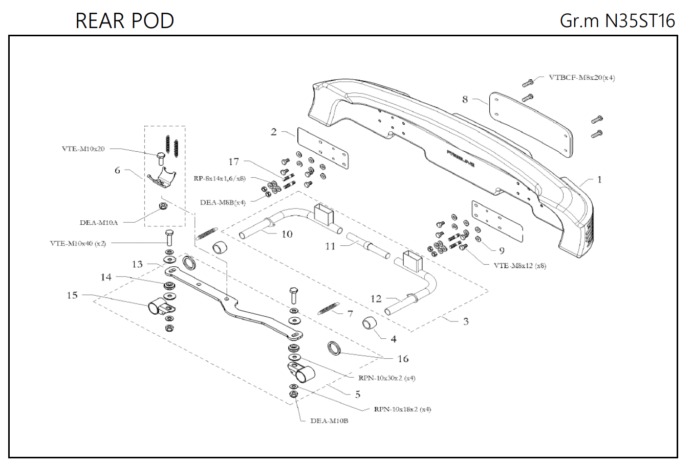 Freeline Support Rear Pods N35 Assembly (N0.3)