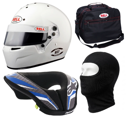 Bell KC7 Child Helmet, Balaclava, Bag & Alpinestars Neck Brace Support Racewear Bundle