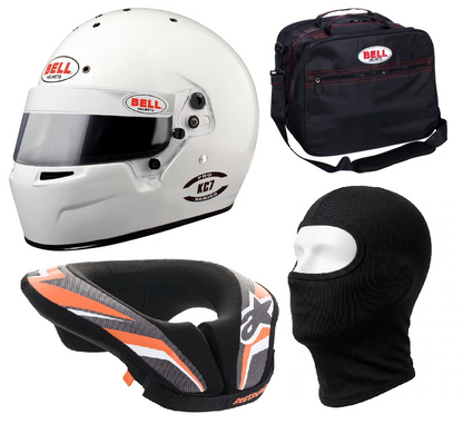 Bell KC7 Child Helmet, Balaclava, Bag & Alpinestars Neck Brace Support Racewear Bundle