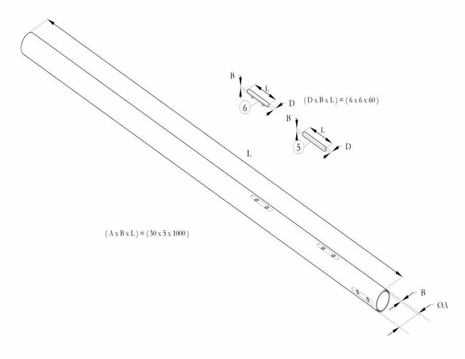 Freeline Rear Axle 50x2x1020mm KF Birel