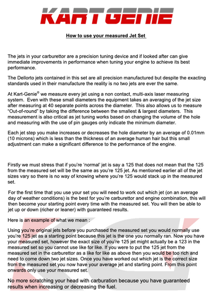 Kart Genie Measured Rotax Carburettor Jets In Senzo Box