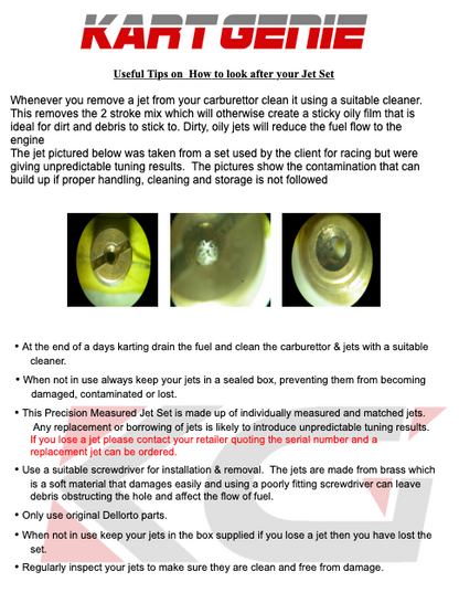 Kart Genie Measured Rotax Carburettor Jets In Senzo Box