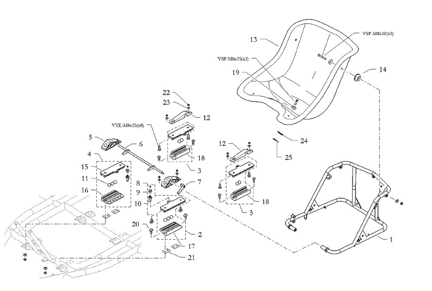 Slide Rear Fixed Seat Adjustable (No.18)