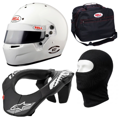 Bell KC7 Child Helmet, Balaclava, Bag & Alpinestars Neck Brace Support Racewear Bundle