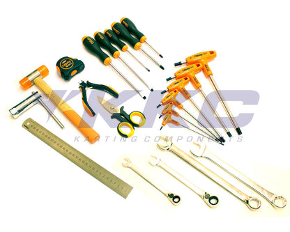 Beta Tools Mechanics Kit with Senzo Tool Box – Includes Ratchet Spanners, Screwdrivers, T-Bars, Cutters, Scissors, Tape Measure & Soft Hammer