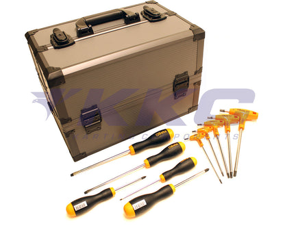 Beta Tools Mechanics Kit with Senzo Tool Box – Includes 5-Piece Screwdriver Set & 5-Piece Orange T-Bar Set