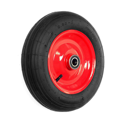 14" Red Pneumatic Wheel 3.50-8 with a Metal Rim for 25mm Axle Shaft